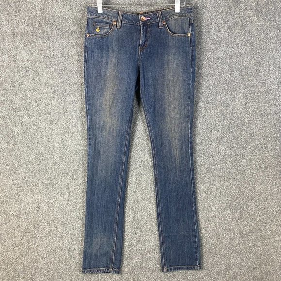 Volcom Straight Leg Skinny Jeans Women's Size 9 Denim Cotton Mid Rise - Picture 1 of 12